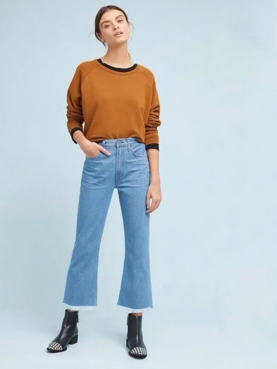 Citizens Of Humanity Denim - CITIZENS OF HUMANITY ESTELLA DAY TRIP FRAY HIGH-RISE ANKLE FLARE JEANS size 23